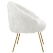 Posh Living Anthony Faux Fur Fabric Accent Chair with Metal Legs in White