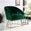 Posh Living Leo Tufted Velvet Barrel Back Accent Chair in Green/Gold