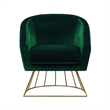 Posh Living Leo Tufted Velvet Barrel Back Accent Chair in Green/Gold