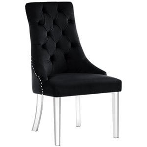 Posh Living Colton Velvet Dining Side Chair with Acrylic Legs - Black (Set of 2)