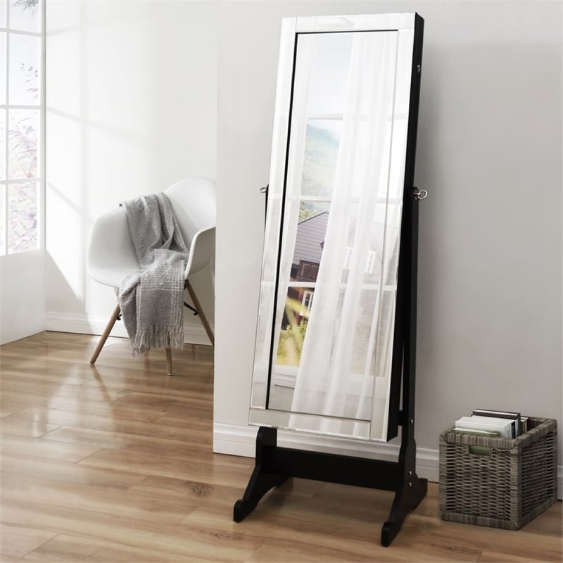 Posh Living Harper Jewelry Cheval Armoire & Makeup Storage in Black