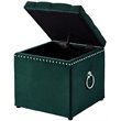 Posh Living Markella Velvet 1Pc Storage Ottoman in Hunter Green/Chrome