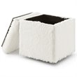 Posh Living Stanley Modern Faux Fur Fabric Cube Storage Ottoman in White