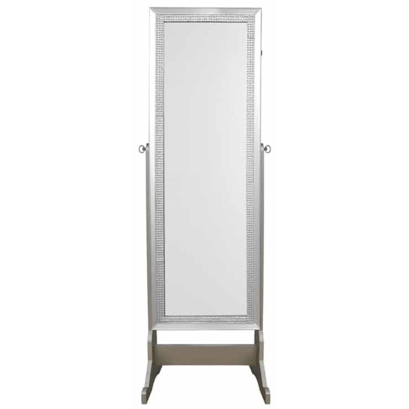 Posh Abigail Full Length Mirror Jewelry Armoire & Makeup Storage in Champagne