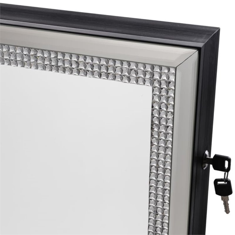 Posh Abigail Full Length Mirror Jewelry Armoire & Makeup Storage in Black