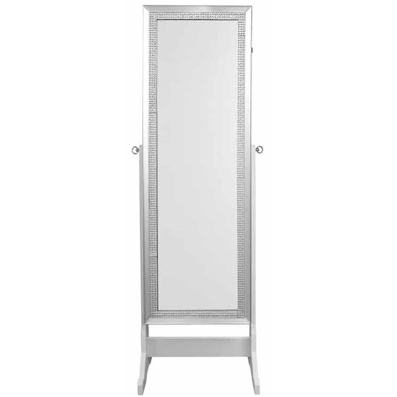 Posh Abigail Full Length Mirror Jewelry Armoire & Makeup Storage in White