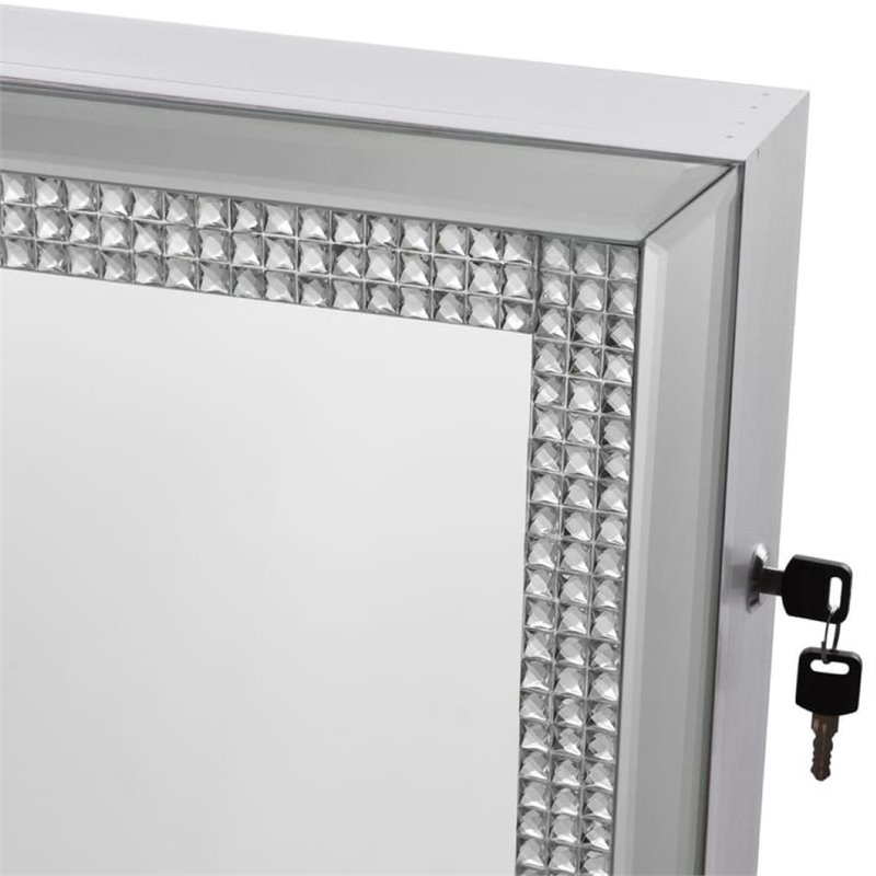 Posh Abigail Full Length Mirror Jewelry Armoire & Makeup Storage in White