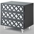 Posh Living Serenity 3-Drawer Mirrored Trellis Pattern Nightstand in Dark Gray