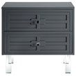 Posh Living Peyton Modern 2-Drawer Nightstand with Lucite Legs in Dark Gray