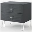 Posh Living Peyton Modern 2-Drawer Nightstand with Lucite Legs in Dark Gray
