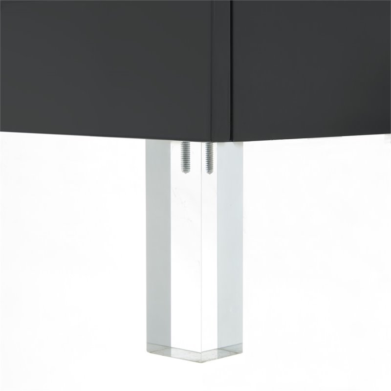 Posh Living Peyton Modern 2-Drawer Nightstand with Lucite Legs in Dark Gray