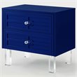 Posh Living Peyton Modern 2-Drawer Nightstand with Lucite Legs in Navy Blue