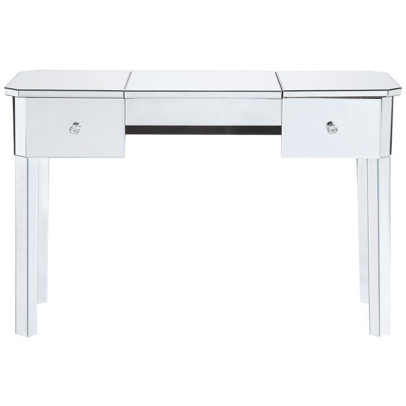Posh Living Rylee Mirrored Bedroom Vanity with Lift-up Top Jewelry Holder Black