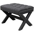 Posh Living Hazel Linen Fabric X-Base Ottoman with Nailhead Trim in Dark Gray