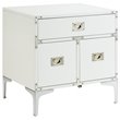 Posh Living Aubree 1-Drawer Nightstand with Corner Brackets in White/Chrome