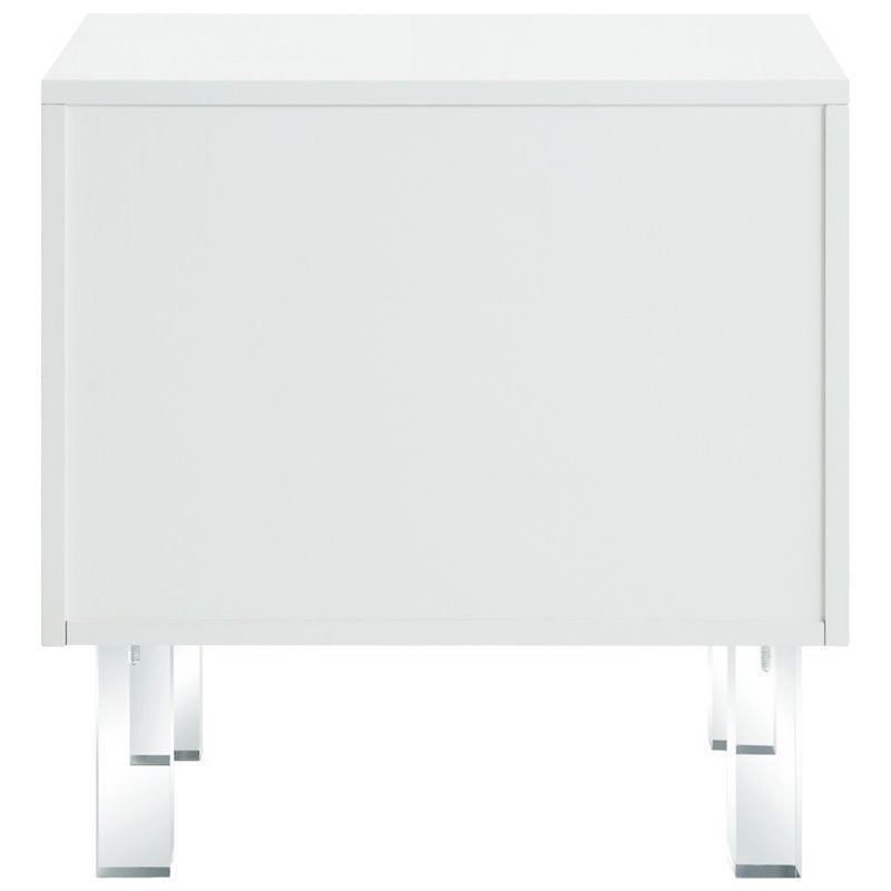Posh Living Melanie 2-Drawer Nightstand with Lucite Legs in White