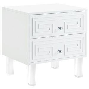 Posh Living Melanie 2-Drawer Nightstand with Lucite Legs in White