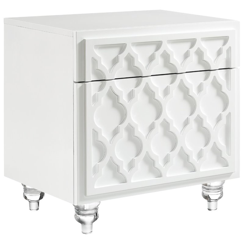 Posh Living Lydia Modern 1-Drawer Nightstand in White