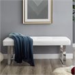 Posh Living Myles Faux Leather Bench with Stainless Steel Legs in White/Chrome
