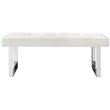 Posh Living Myles Faux Leather Bench with Stainless Steel Legs in White/Chrome