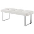Posh Living Myles Faux Leather Bench with Stainless Steel Legs in White/Chrome