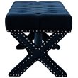 Posh Living Kennedy Tufted Velvet Bench with Nailhead Trim in Navy Blue
