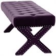Posh Living Kennedy Tufted Velvet Bench with Nailhead Trim in Purple