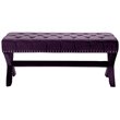 Posh Living Kennedy Tufted Velvet Bench with Nailhead Trim in Purple