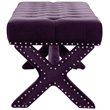 Posh Living Kennedy Tufted Velvet Bench with Nailhead Trim in Purple