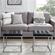 Posh Living Nolan Tufted Faux Leather Cube Ottoman with Metal Frame in Black