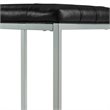 Posh Living Nolan Tufted Faux Leather Cube Ottoman with Metal Frame in Black