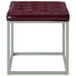 Posh Living Nolan Tufted Faux Leather Cube Ottoman with Metal Frame in Purple