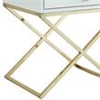 Posh Living Brianna 1-Drawer Nightstand with X-Metal Legs in White/Chrome