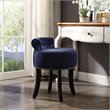 Posh Living Alena Tufted Velvet Vanity Stool with Nailhead Trim in Navy Blue