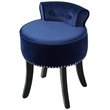 Posh Living Alena Tufted Velvet Vanity Stool with Nailhead Trim in Navy Blue