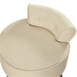 Posh Alena Tufted Linen Fabric Vanity Stool with Nailhead Trim in Beige