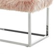 Posh Living Joseph Faux Fur Fabric Bench in Pink/Chrome