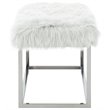 Posh Living Joseph Faux Fur Fabric Bench in White/Chrome