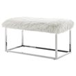 Posh Living Joseph Faux Fur Fabric Bench in White/Chrome
