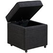 Posh Living Ruby Tufted Linen Fabric Cube Storage Ottoman with Casters in Black