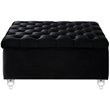 Posh Living Joshua Velvet Square Storage Ottoman with Lucite Legs in Black