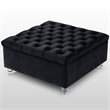 Posh Living Joshua Velvet Square Storage Ottoman with Lucite Legs in Black