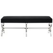 Posh Living Brayden Velvet Upholstered Bench with Acrylic X-Legs in Black