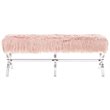 Posh Living Brayden Faux Fur Fabric Upholstered Bench with Acrylic X-Legs Pink