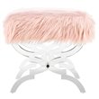 Posh Living Brayden Faux Fur Fabric Upholstered Bench with Acrylic X-Legs Pink