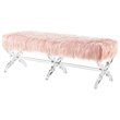 Posh Living Brayden Faux Fur Fabric Upholstered Bench with Acrylic X-Legs Pink