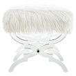 Posh Living Brayden Faux Fur Fabric Upholstered Bench with Acrylic X-Legs Cream