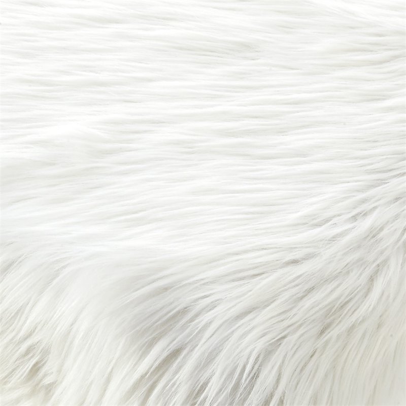 Posh Living Brayden Faux Fur Fabric Upholstered Bench with Acrylic X-Legs Cream