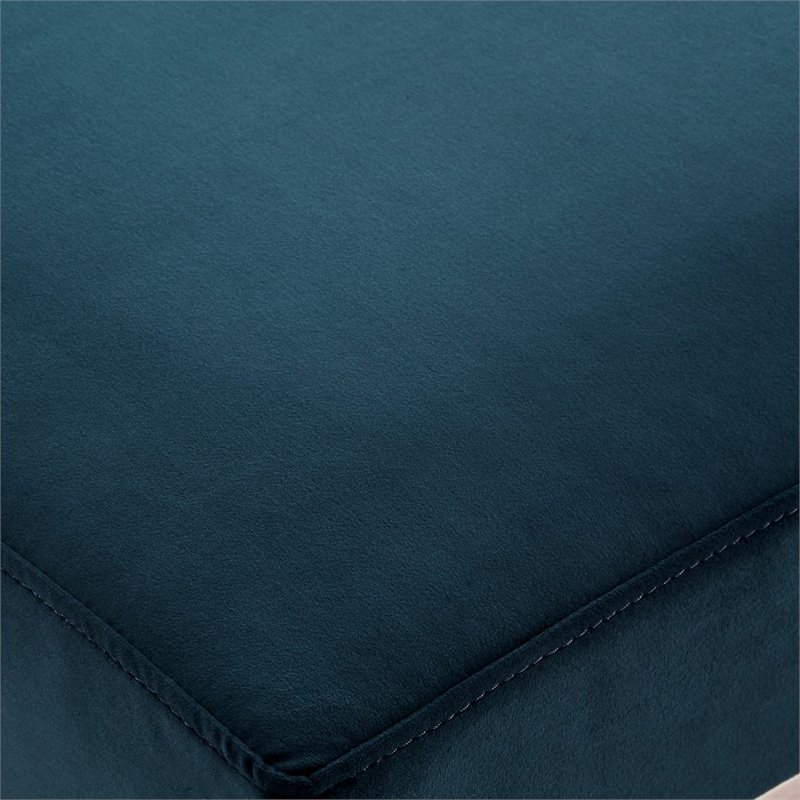 Posh Living Colin Velvet Upholstered Bench with Stainless Steel Legs Blue/Chrome