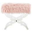 Posh Living Brayden Modern Faux Fur Fabric Ottoman with Acrylic X-Legs in Rose